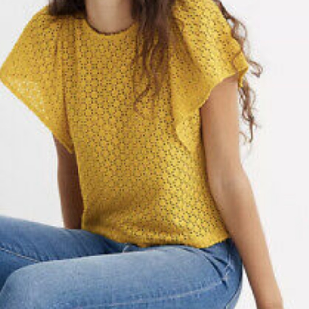 Texture & Thread Eyelet Flutter-Sleeve Top Xs - image 7